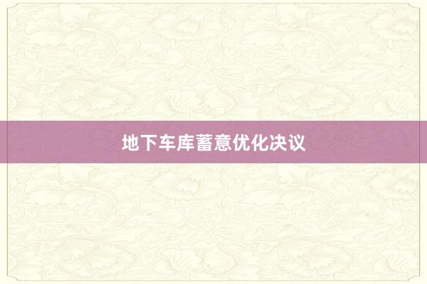 地下车库蓄意优化决议